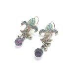 Mariana Earrings Fleur de Lis Shaped Beaded Multicolor Swarovski Crystals My Treasures Coll. - Image 3