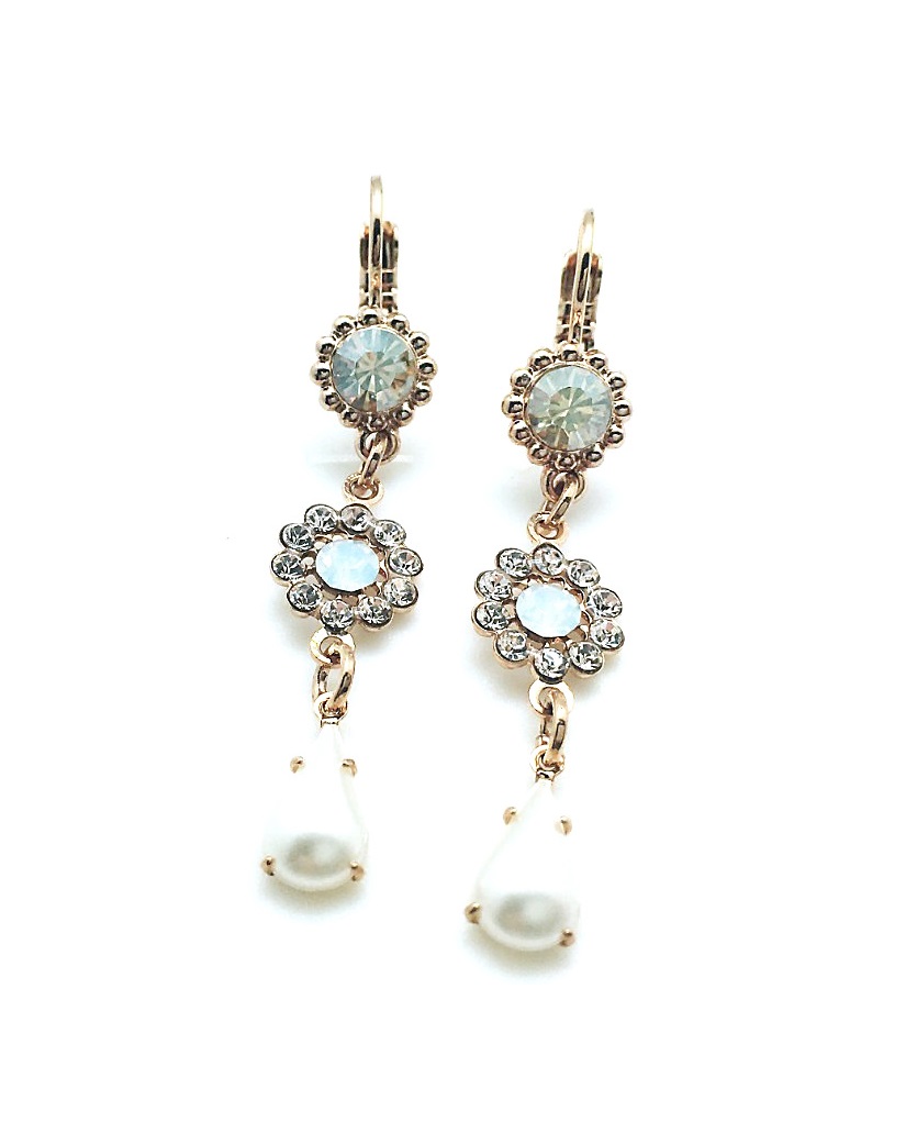 E-1111-1078-RG6 (2) Earrings By Mariana Woman Elegant Pearls and Opal Swarovski Crystals - Image 1