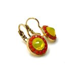 Earrings By Mariana Woman Beaded Orange and Yellow Opal Swarovski Crystals-YG - Image 2