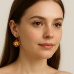 Earrings By Mariana Woman Beaded Orange and Yellow Opal Swarovski Crystals-YG - Image 3