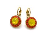 Earrings By Mariana Woman Beaded Orange and Yellow Opal Swarovski Crystals-YG