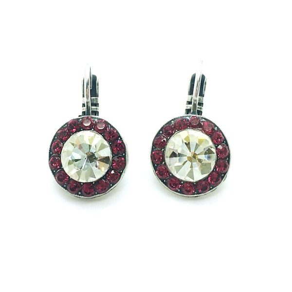 Mariana Earrings Round Classy Ruby & Moonlight Swarovski Crystals My Treasures Coll.