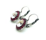 Mariana Earrings Round Classy Ruby & Moonlight Swarovski Crystals My Treasures Coll. - Image 2