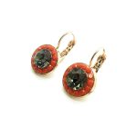 Earrings By Mariana Woman Fab Black Diamond and Coral Swarovski Crystals - Image 2
