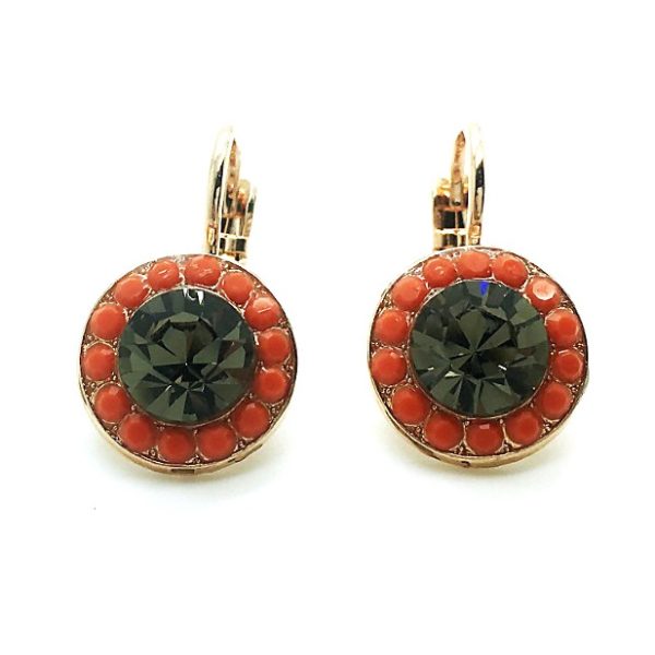Earrings By Mariana Woman Fab Black Diamond and Coral Swarovski Crystals