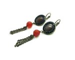 Mariana Earrings Timeless Blacks & Reds Swarovski Crystals Vintage Lace Paradise Coll.