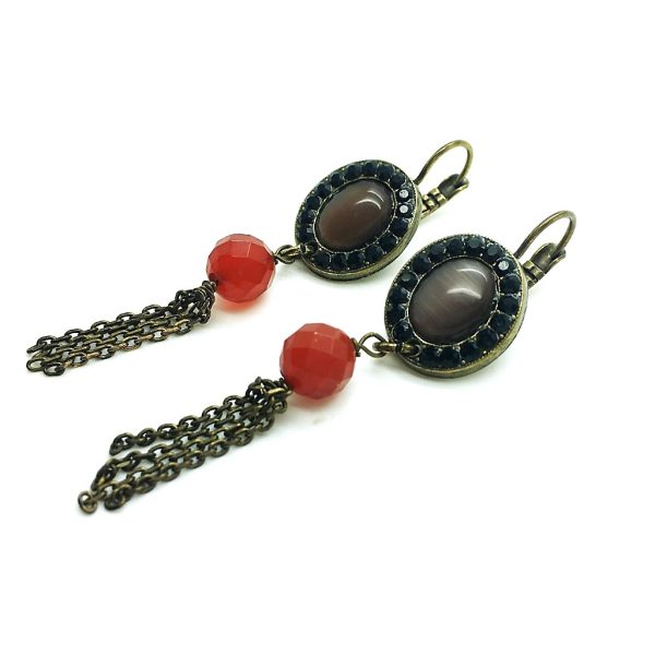 Mariana Earrings Timeless Blacks & Reds Swarovski Crystals Vintage Lace Paradise Coll.