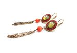 Mariana Earrings Glamorous Dangling Reds & Oranges Swarovski Crystals Paradise Coll. - Image 2