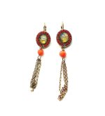 Mariana Earrings Glamorous Dangling Reds & Oranges Swarovski Crystals Paradise Coll.