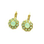 Mariana Earrings Lovely Flower Shaped Greens Austrian Crystals Oasis Silk Road Coll.