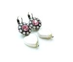 Mariana Earrings Heart Shape Pearl Mineral & Pinks Swarovski Crystals My Treasures Coll. - Image 3
