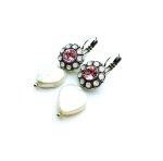 Mariana Earrings Heart Shape Pearl Mineral & Pinks Swarovski Crystals My Treasures Coll. - Image 2