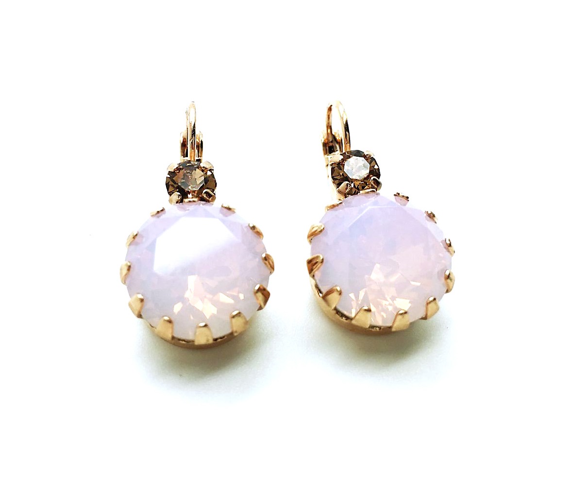 E-1133-2-221395-RG6 (2) Earrings By Mariana My Treasures Coll. Adorable Lt Smoked Topaz & Rose Opal Austrian Crystals - Image 1