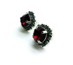 Mariana Earrings Timeless Floral Ruby & Pale Green Swarovski Crystals My Treasures Coll. - Image 2