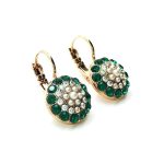 Mariana Earrings Beautiful Pearl, Emerald & Lt Azure Austrian Crystals My Treasures Coll. - Image 3