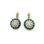Mariana Earrings Beautiful Pearl, Emerald & Lt Azure Austrian Crystals My Treasures Coll. - Image 2