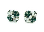 Mariana Earrings Clover Shaped Beaded Emerald & Moonlight Swarovski Crystals My Treasures Coll.