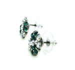Mariana Earrings Clover Shaped Beaded Emerald & Moonlight Swarovski Crystals My Treasures Coll. - Image 2