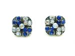 Mariana Earrings Clover Shaped Beaded Sapphire & Moonlight Austrian Crystals My Treasures Coll.