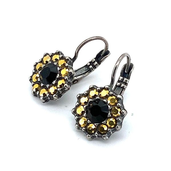 Earrings By Mariana Courage Woman Adorable Jet and Dorado Swarovski Crystals