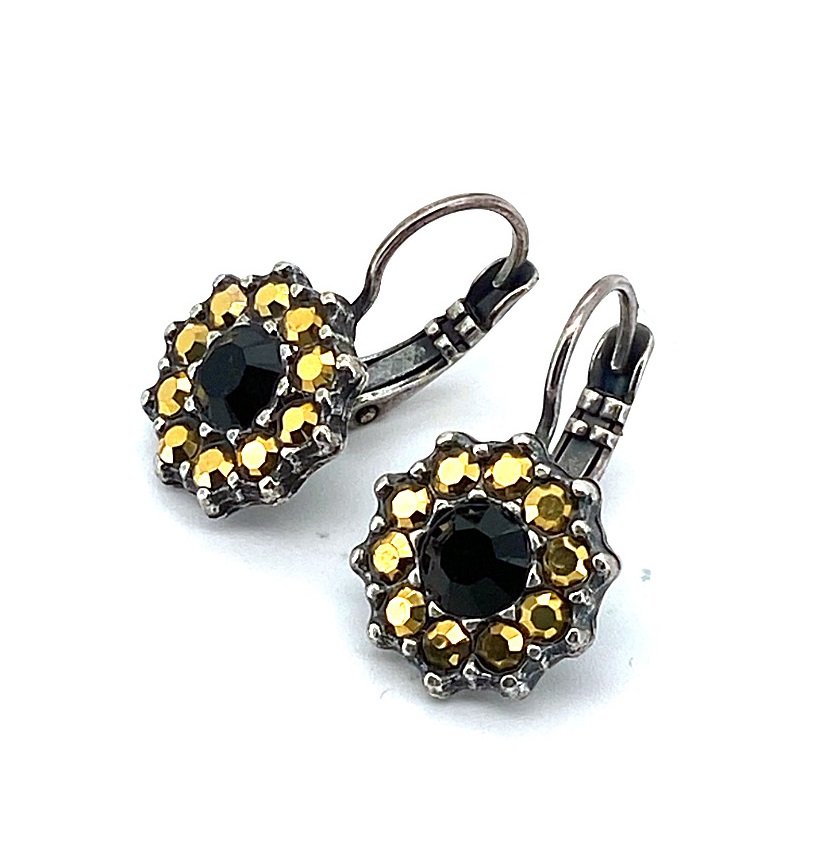 E-1157-280-5-SP6 (2) Earrings By Mariana Courage Woman Adorable Jet and Dorado Swarovski Crystals - Image 1