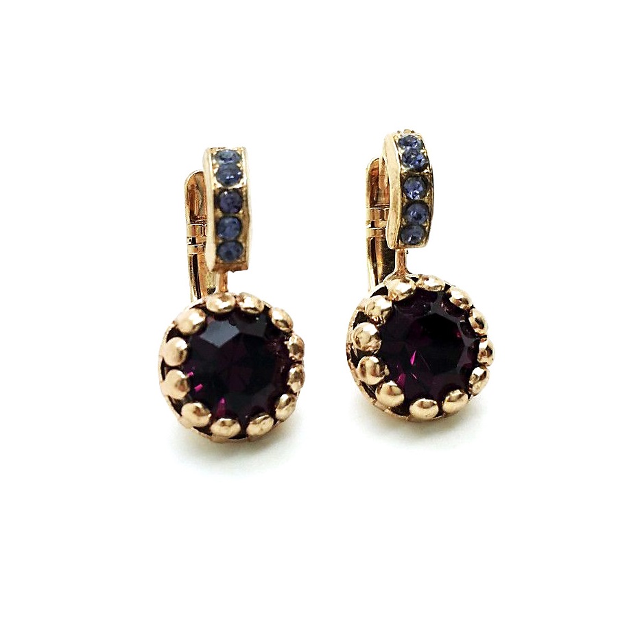 E-1160-204-RG6 (3) Earrings By Mariana My Treasures Coll. Gorgeous Amethyst & Tanzanite Swarovski Crystals - Image 1