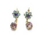 Earrings By Mariana Woman Floral Dangling Chrysolite, Sapphire and Vintage Rose Swarovski Crystals