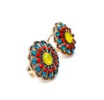 Mariana Earrings Masai Africa Coll. Glamorous Blues, Oranges & Yellow Austrian Crystals - Image 2