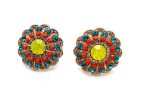 Mariana Earrings Masai Africa Coll. Glamorous Blues, Oranges & Yellow Austrian Crystals - Image 3