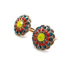 Mariana Earrings Masai Africa Coll. Glamorous Blues, Oranges & Yellow Austrian Crystals