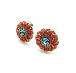Mariana Earrings Charming Floral Blues & Oranges Swarovski Crystals Africa Coll. - Image 2