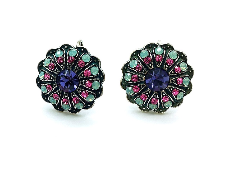 E-1189-803-SP6 (2) Mariana Earrings Exquisite Tanzanite, Pacific Opal & Rose Swarovski Crystals My Treasures Coll. - Image 1