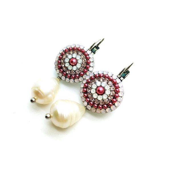 Mariana Earrings Exquisite Pearl Mineral, Pinks & Whites Swarovski Crystals My Treasures Coll.