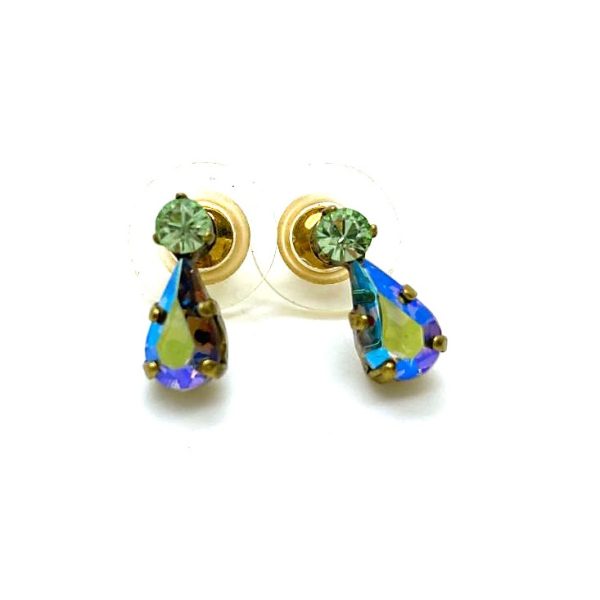 Mariana Earrings Teardrop Vitrail Medium & Chrysolite Swarovski Crystals My Treasures Coll.