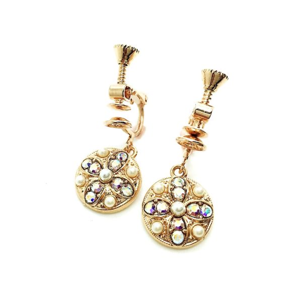 Mariana Earrings Glitzy Dangling Pearl Mineral & AB Austrian Crystals My Treasures Coll.