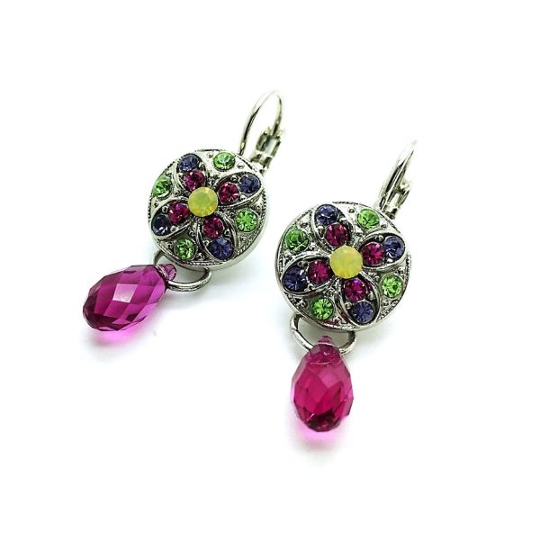 Mariana Earrings Dangling Colorful Swarovski Crystals Cuba Caribbean Life Coll.