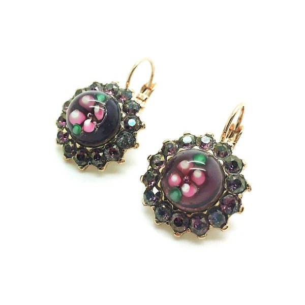 Mariana Earrings Exquisite Floral Purple Austrian Crystals Bohemian Rhapsody Songbook Coll.