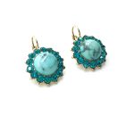 Mariana Earrings Flower Shape Turq Mineral & Blue Zircon Swarovski Crystals Africa Coll. - Image 3