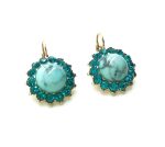 Mariana Earrings Flower Shape Turq Mineral & Blue Zircon Swarovski Crystals Africa Coll.