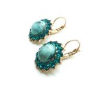 Mariana Earrings Flower Shape Turq Mineral & Blue Zircon Swarovski Crystals Africa Coll. - Image 2