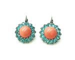 Mariana Earrings Charming Coral Mineral & Lt Turquoise Austrian Crystals Serengeti Africa Coll.