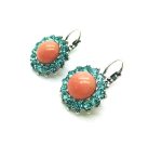 Mariana Earrings Charming Coral Mineral & Lt Turquoise Austrian Crystals Serengeti Africa Coll. - Image 2