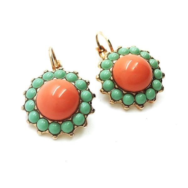 Earrings By Mariana Woman Alluring Flower Shape Turquoise