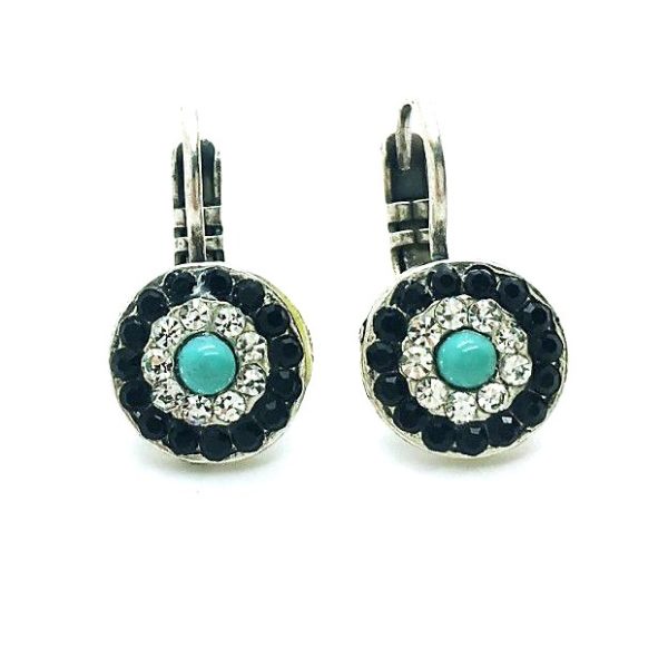 Mariana Earrings Alluring Jet, Clear & Turq Swarovski Crystals Zanzibar Africa Coll.