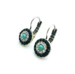 Mariana Earrings Alluring Jet, Clear & Turq Swarovski Crystals Zanzibar Africa Coll. - Image 2