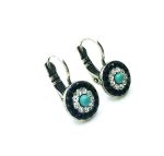Mariana Earrings Alluring Jet, Clear & Turq Swarovski Crystals Zanzibar Africa Coll. - Image 3