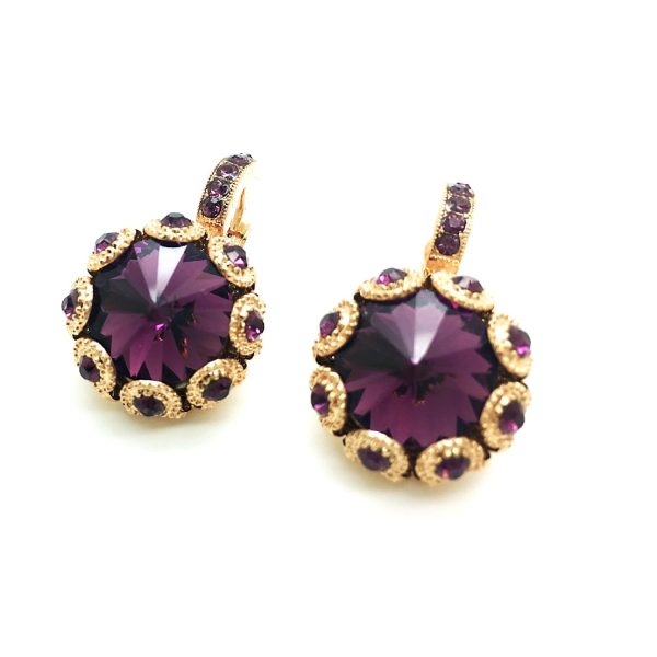 Earrings By Mariana Woman Classy Amethyst Swarovski Crystals