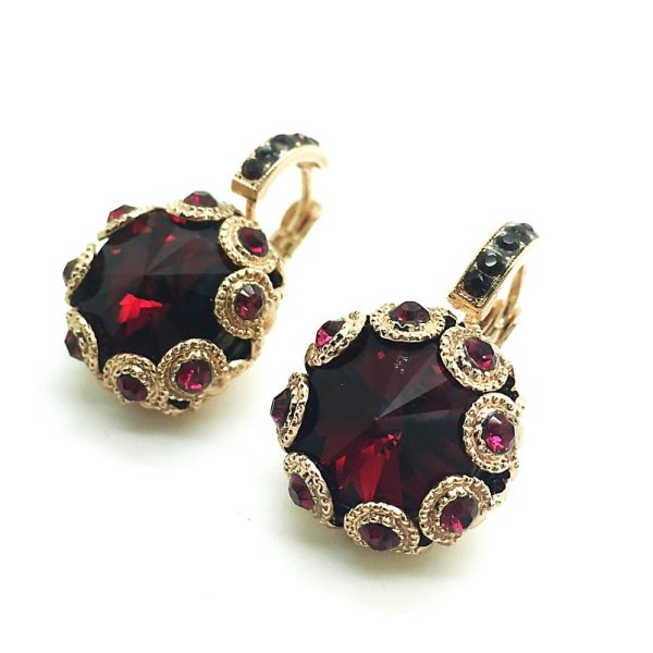 Mariana Earrings Classy Siam & Jet Austrian Crystals My Treasures Coll.