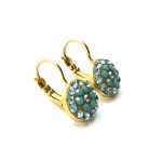 Earrings By Mariana Woman Round Beaded Turquoise, AB and Aquamarine Swarovski Crystals - Image 3
