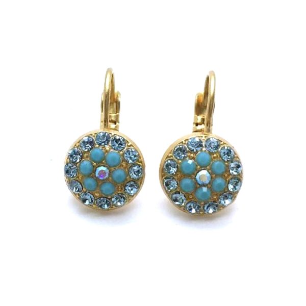 Earrings By Mariana Woman Round Beaded Turquoise, AB and Aquamarine Swarovski Crystals